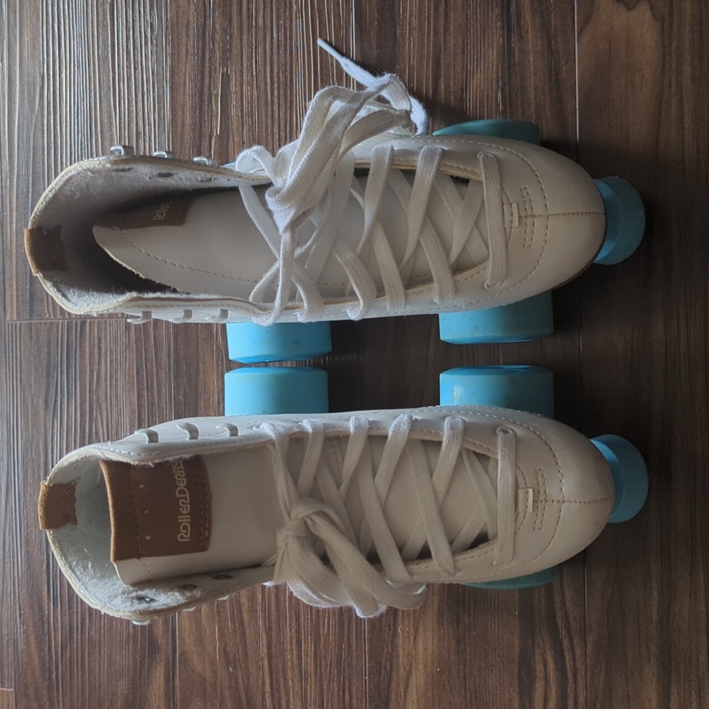 White and Blue Women's Roller Skates